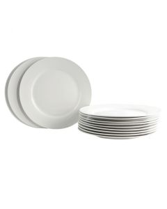 Gibson Home Noble Court 10.5" Dinner Plate Set in White, Set of 12