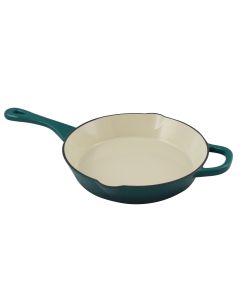 Crock Pot Artisan 10 in. Round Enameled Cast Iron Skillet in Teal Ombre