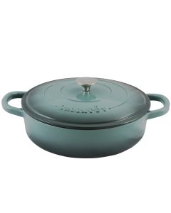 Crock-Pot Artisan Enameled 5 Quart Cast Iron Round Braiser Pan with Self Basting Lid in Slate Grey