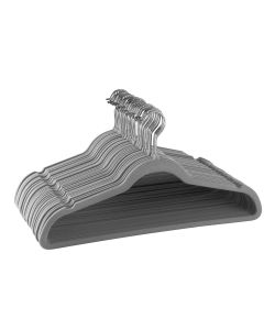 Elama Home 30 Piece Velvet Slim Profile Heavy Duty Felt Hangers with Stainless Steel Swivel Hooks in Gray