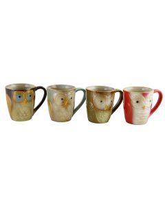 Gibson Owl City 17 Ounce 4 Piece Owl Shape Mug Set