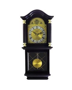 Bedford Clock Collection 26 Inch Chiming Pendulum Wall Clock in Antique Mahogany Cherry Oak Finish