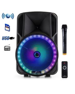 beFree Sound 12 Inch Bluetooth Rechargeable Portable PA Party Speaker with Reactive LED Lights