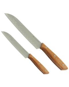 Gibson Home Seward 2 Piece Stainless Steel Santoku Knife Cutlery Set with Wood Handles