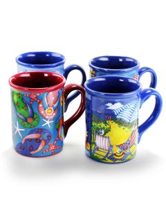 Gibson Home Beachcomber 4 Piece 16 Ounce Stoneware Mug Set in Assorted Designs