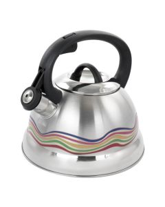 Mr. Coffee Cagliari 1.75 Quart Stainless Steel Whistling Tea Kettle with Color Changing Exterior