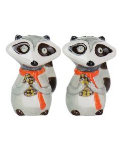 Gibson Home Woodland Raccoon 2 Piece Hard Dolomite Salt and Pepper Set