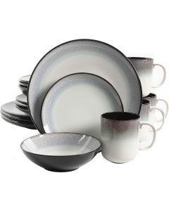 Gibson Elite Rings of Saturn 16 Piece Reactive Glaze Stoneware Dinnerware Set in Teal