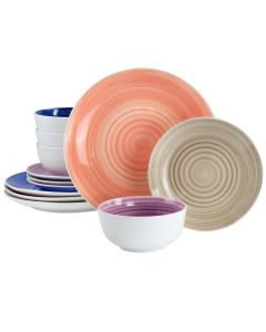 Gibson Home Color Vibes Fine Ceramic 12 Piece Dinnerware Set in Assorted Colors