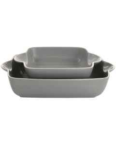 Gibson Home Rockaway 2 Piece Stoneware Nesting Bakeware Set in Grey