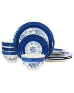 Gibson Home 12 Piece Sundial Ceramic Dinnerware Set