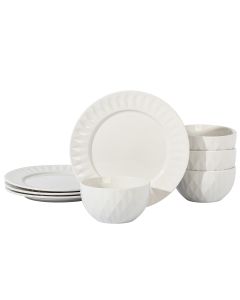 Gibson Home Fine Ceramic 8 Piece Dinnerware Set in White