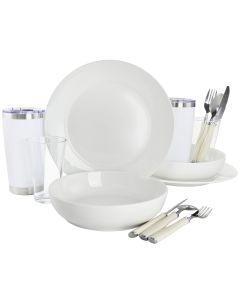 Gibson Home Nobella 14 Piece Fine Ceramic Dinnerware Set in White