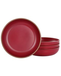 Gibson Home Rockabye 4 Piece Melamine Dinner Bowl Set in Dark Pink