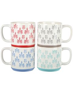Gibson Home Morning Mist 4 Piece 18 Ounce Stoneware Mug Set in Assorted Colors