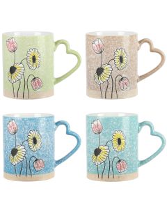 Gibson Home Sunbloom 4 Piece 15 Ounce Stoneware Mug Set in Assorted Colors