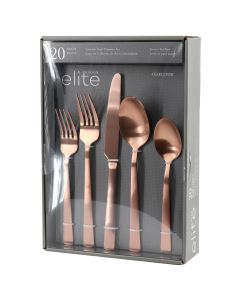Gibson Elite Earlston 20 Piece Stainless Steel Flatware Set in Bronze