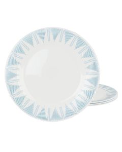 Ultra by Gibson Piper Point 4 Piece 10 Inch Round Tempered Opal Glass Dinner Plate Set in Blue