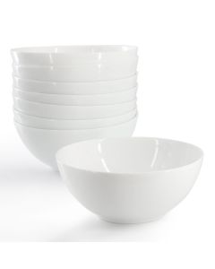 Ultra By Gibson Olstead 8 Piece 6.8 Inch Round Break-Resistant Tempered Opal Glass Bowl Set in White