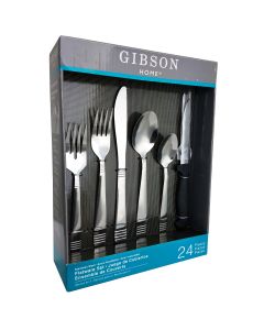 Gibson Palmore Plus 24 Piece Stainless Steel Flatware Set with 4 Steak Knives