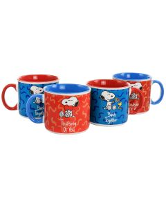 Gibson Peanuts Snoopy Songs 4 Piece 21oz Stoneware Mug Set in Assorted Designs