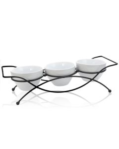 Gibson Splendid Grace 4 pc Serving Set with Metal Rack in White