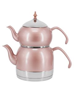 Korkmaz Rena 1.1 Liter Tea Pot and 2.4 Liter Kettle Set in Pink