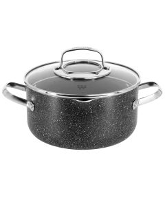 Korkmaz Galaksi Non Stick 8 Inch 3 Liter Casserole with Lid in Black