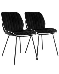 Elama 2 Piece Tufted Chair in Black with Metal Legs
