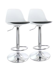 Elama 2 Piece Adjustable Bar Stool in Black and White with Chrome Base