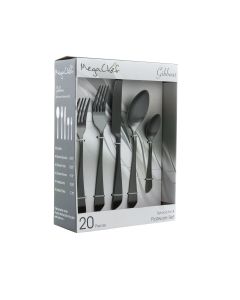 MegaChef Gibbous 20 Piece Flatware Utensil Set, Stainless Steel Silverware Metal Service for 4 in Black