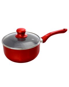 Better Chef 2 Quart Ceramic Coated Saucepan in Red with Glass Lid